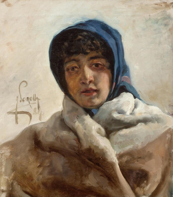 Joaquín Sorolla — Portrait of a Woman in a Blue Headscarf | Fine Art Print