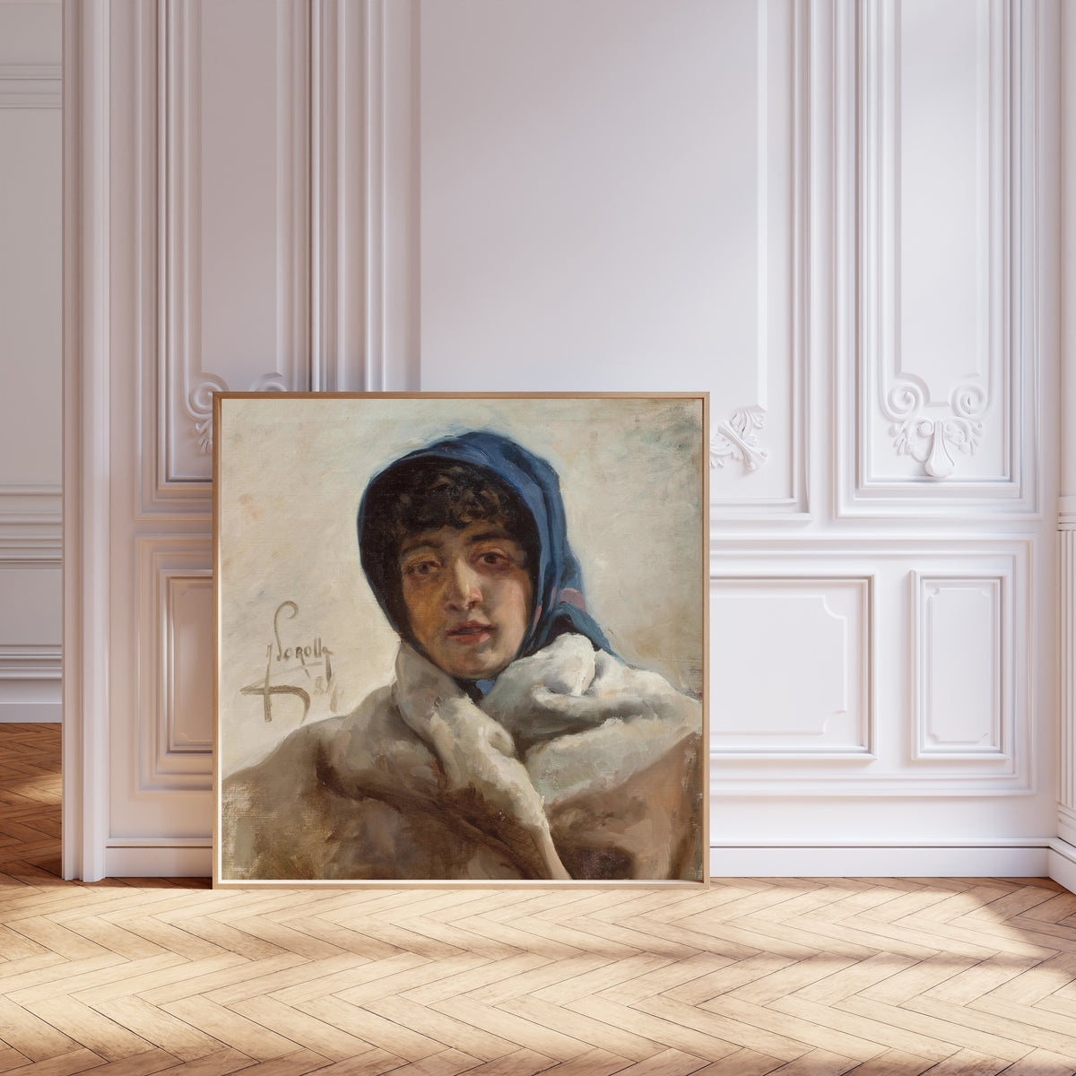 Joaquín Sorolla — Portrait of a Woman in a Blue Headscarf | Fine Art Print