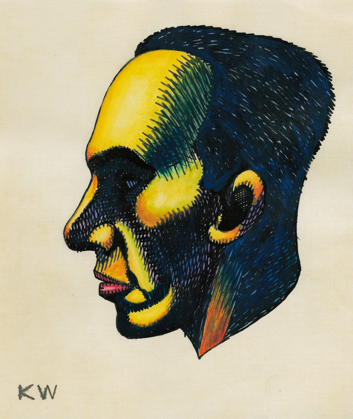 Karl Wiener — Profile Head Study No. 1 | Expressionist Art Print