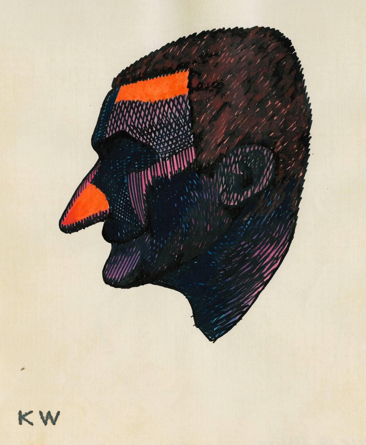 Karl Wiener — Profile Head Study No. 2 | Expressionist Art Print
