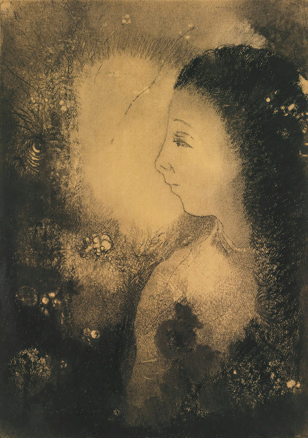 Odilon Redon — Profile of a Woman with Flowers | Symbolist Art Print