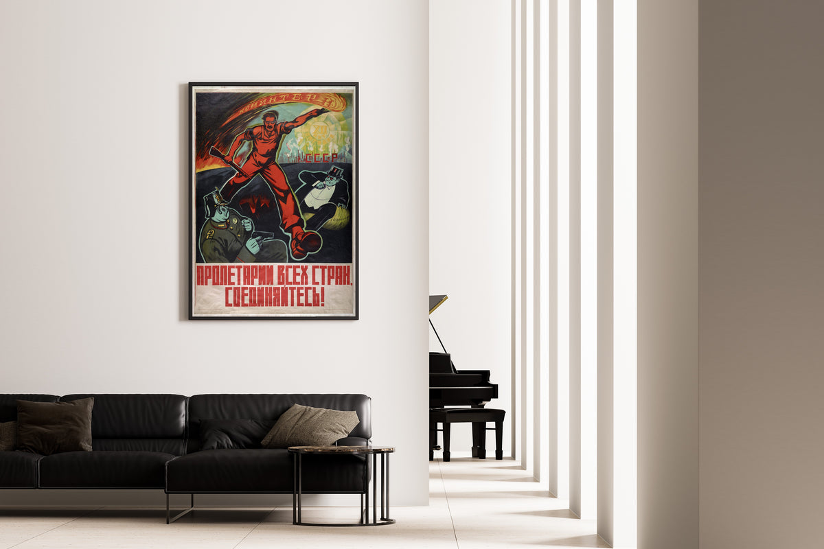 Proletarians of All Countries, Unite! Twelve Years of October | Vintage Soviet Propaganda Poster Print