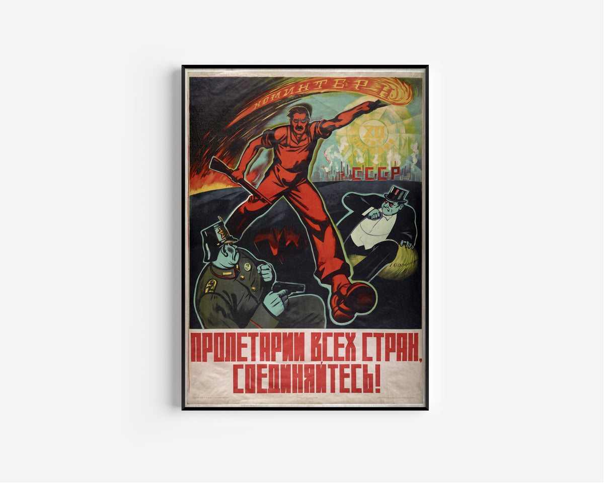 Proletarians of All Countries, Unite! Twelve Years of October | Vintage Soviet Propaganda Poster Print