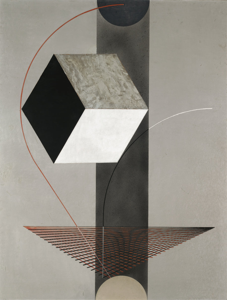 El Lissitzky — Proun 99 | Constructivist Art Print shown to scale on a wall above a sofa
