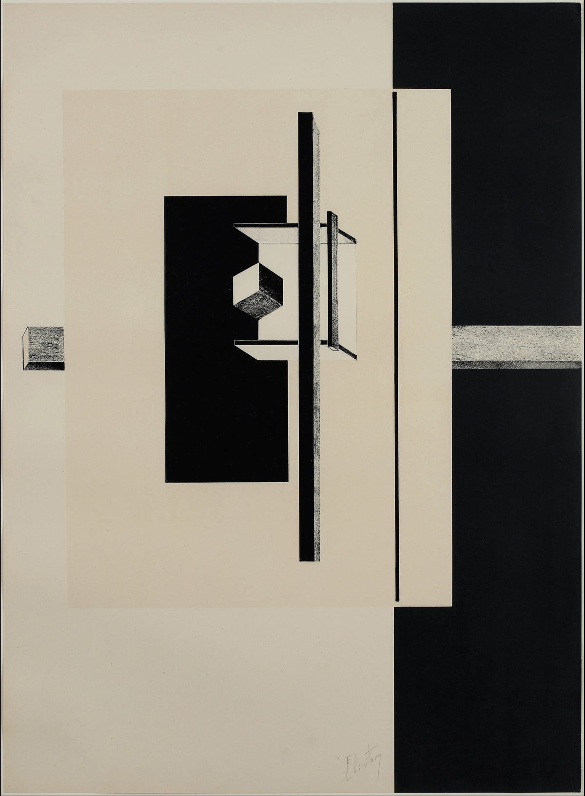 El Lissitzky — Proun Portfolio: Black Band and Cube | Constructivist Lithograph Print