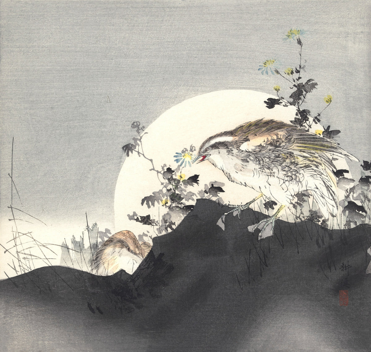 Tsukioka Kōgyo — Quail (1890–1900) | Japanese Woodblock Print (Ukiyo-e)