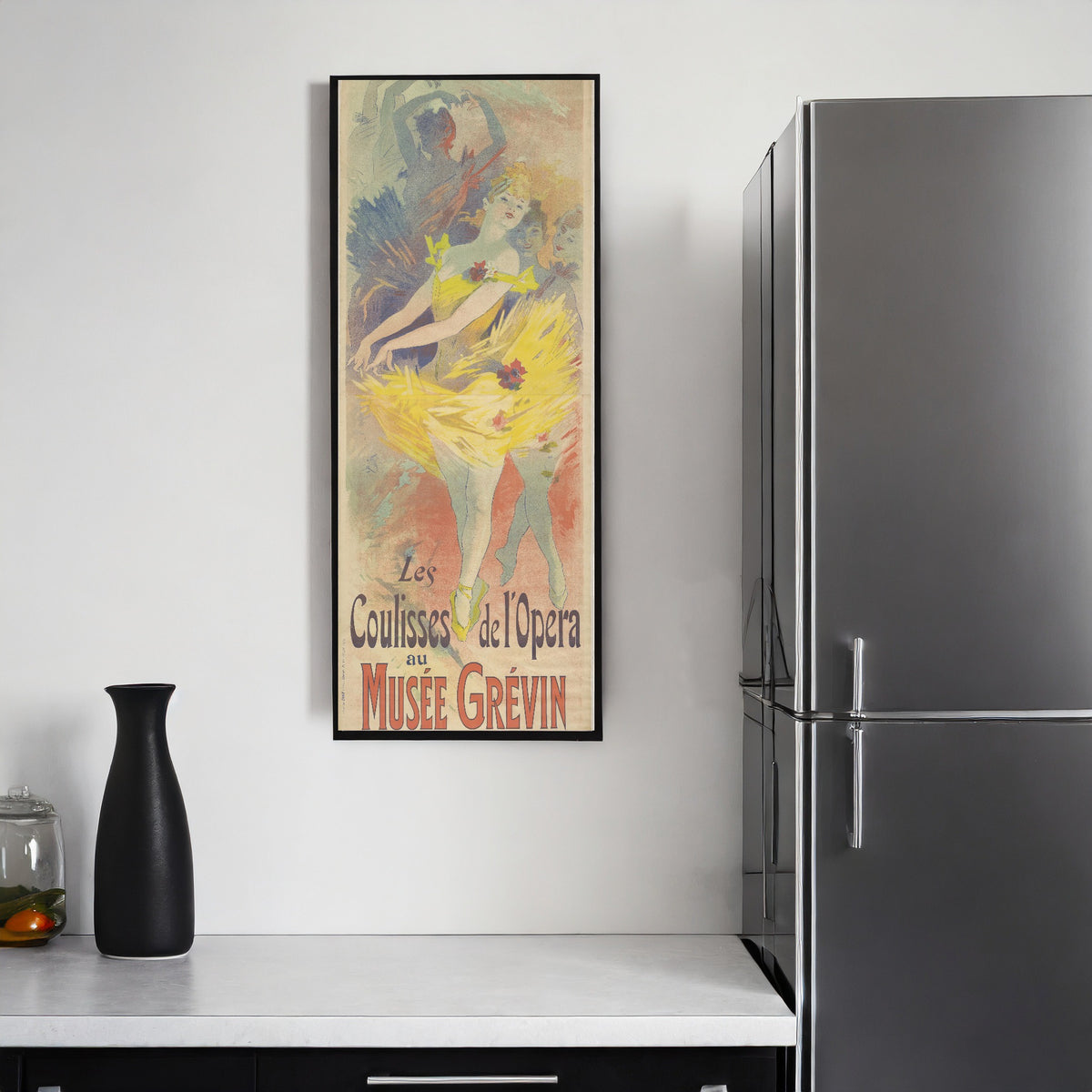Coulisses de l'opéra au Musée Grévin by Jules Chéret — framed on a kitchen wall