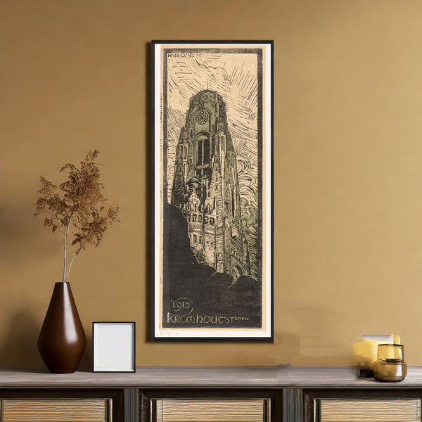 Huib Luns — Raadhuistoren [Town hall tower] | Art Nouveau Woodcut Print