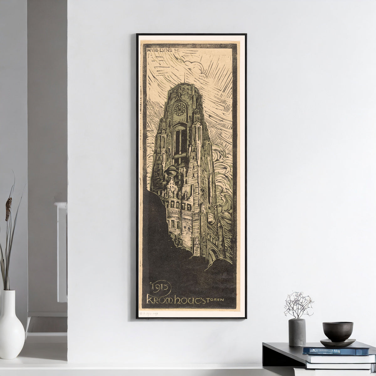 Huib Luns — Raadhuistoren [Town hall tower] | Art Nouveau Woodcut Print