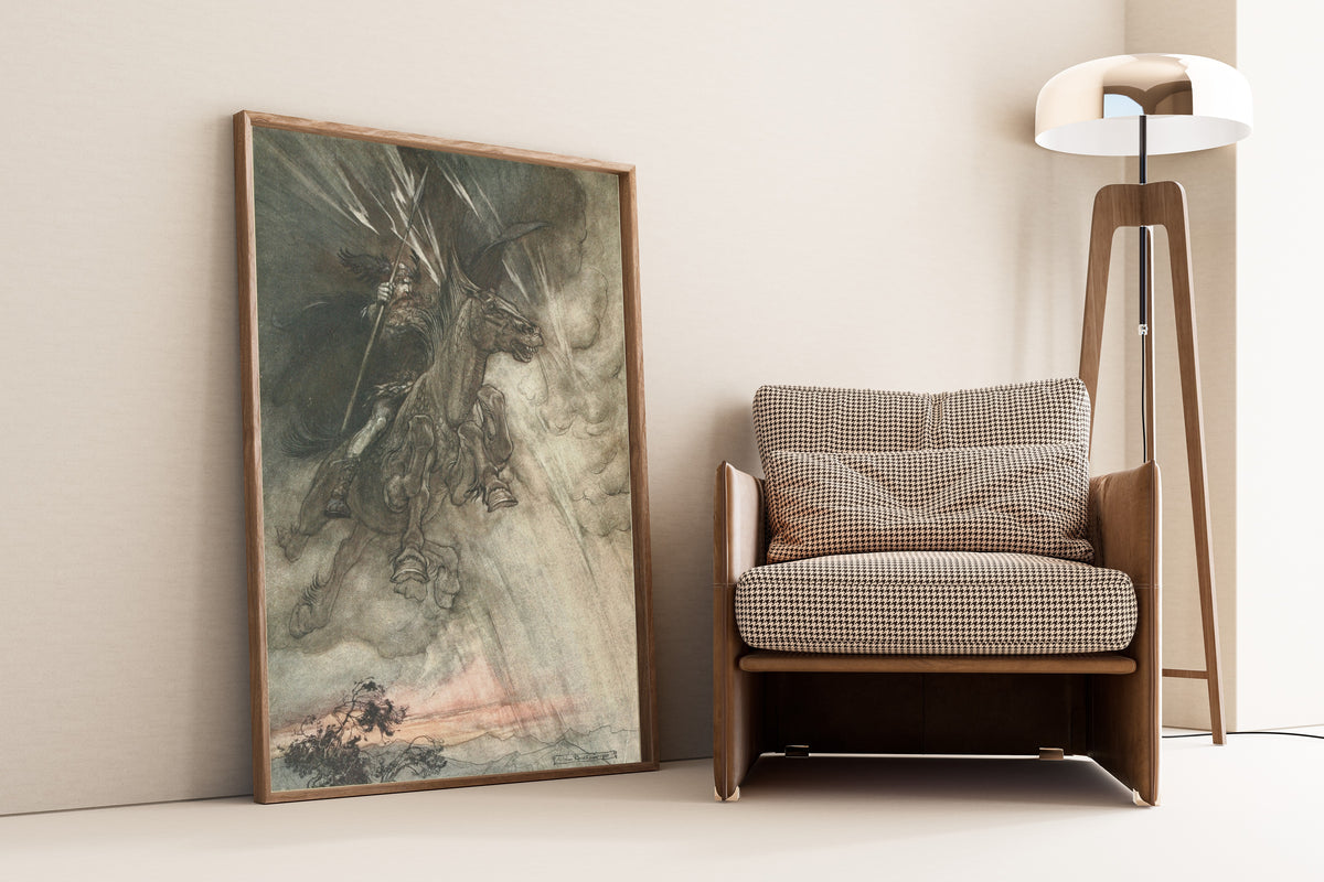 Arthur Rackham — Raging, Wotan Rides to the Rock | Wagner Illustration Print