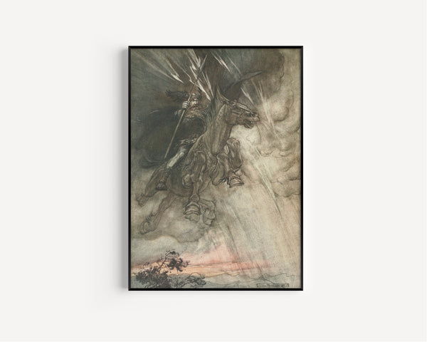 Arthur Rackham — Raging, Wotan Rides to the Rock | Wagner Illustration Print