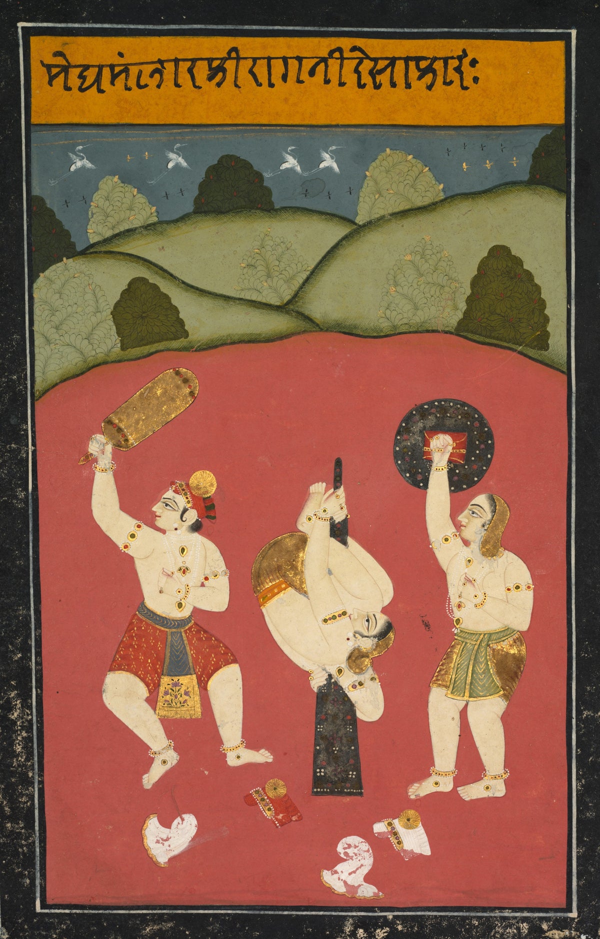 Raghogarh school — Ragini Desakh of Meghamalhar | Indian Miniature Painting Print
