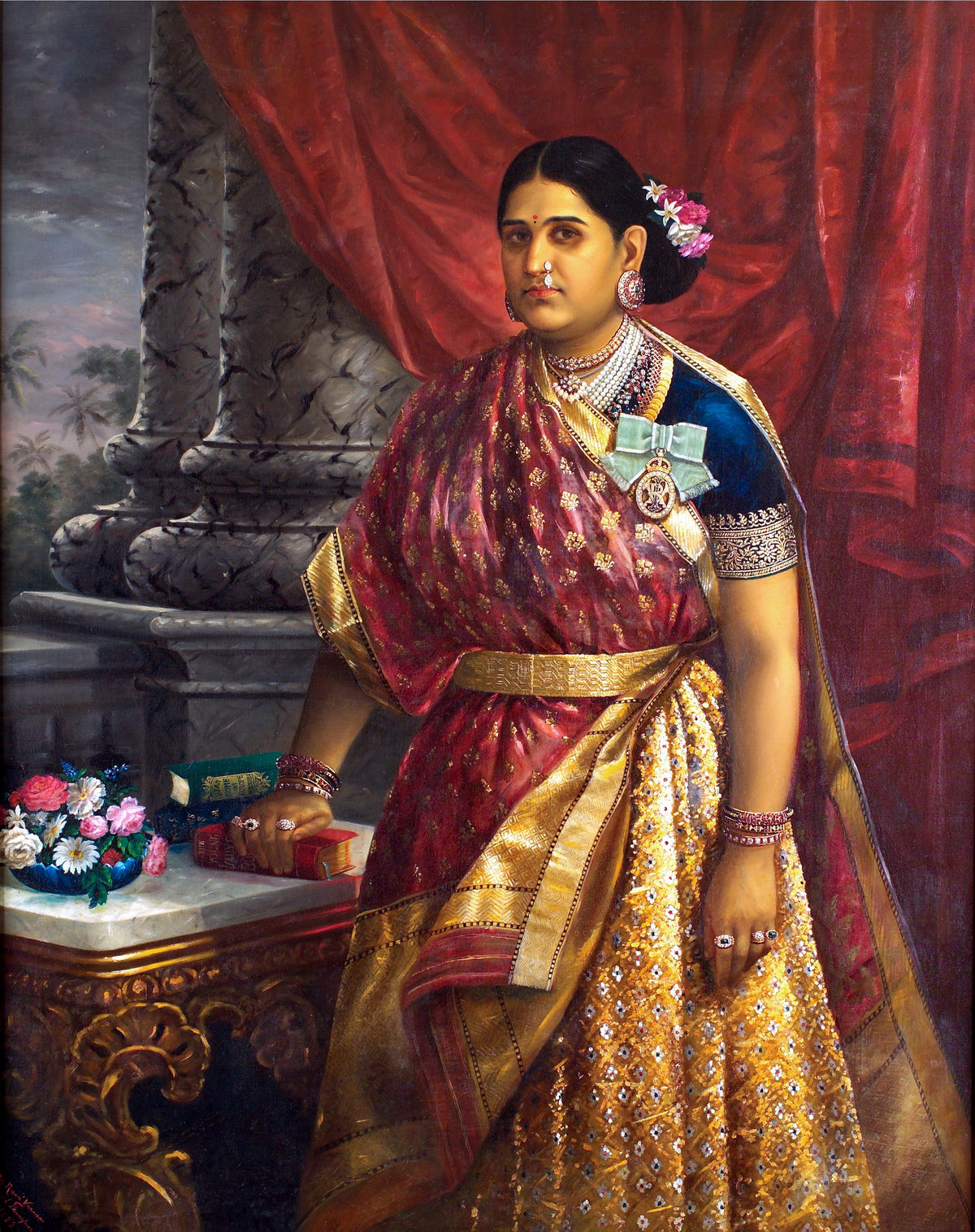 Raja Ravi Varma — Rani Bharani Thirunal Lakshmi Bayi of Travancore | Fine Art Print