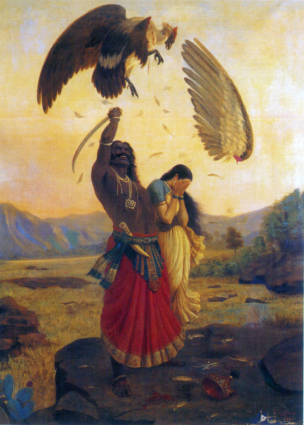 Raja Ravi Varma — Ravana Carrying Off Sita and Opposed by Jatayu | Fine Art Print