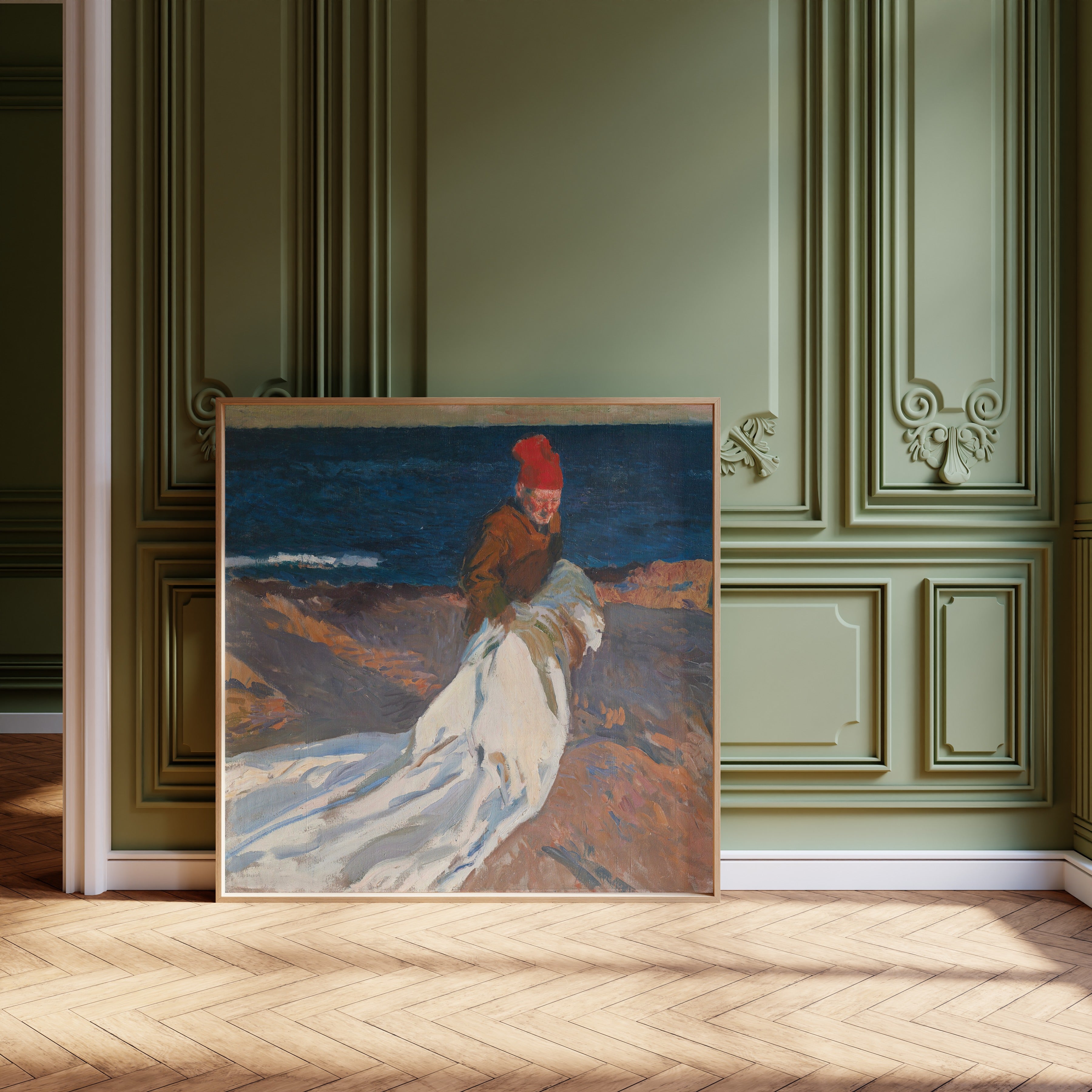 Joaquín Sorolla — Gathering the Sail, Valencia Beach | Fine Art Print