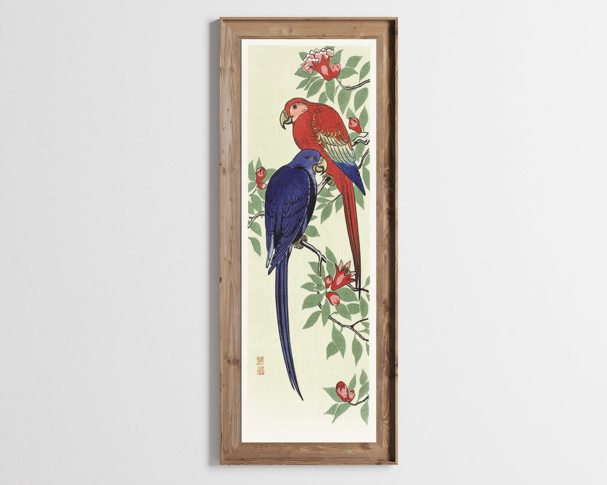 Ohara Koson — Two Macaws | Japanese Bird & Flower Woodblock Print