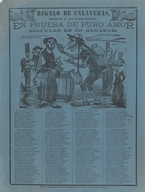 José Guadalupe Posada — Regalo de calaveras: En prueba de puro amor | Relief Print