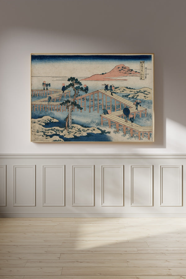Katsushika Hokusai — Remarkable Views of Bridges in Various Provinces: An Ancient Picture of the Eight Part Bridge in Mikawa Province | Japanese Woodblock Print (Ukiyo-e)