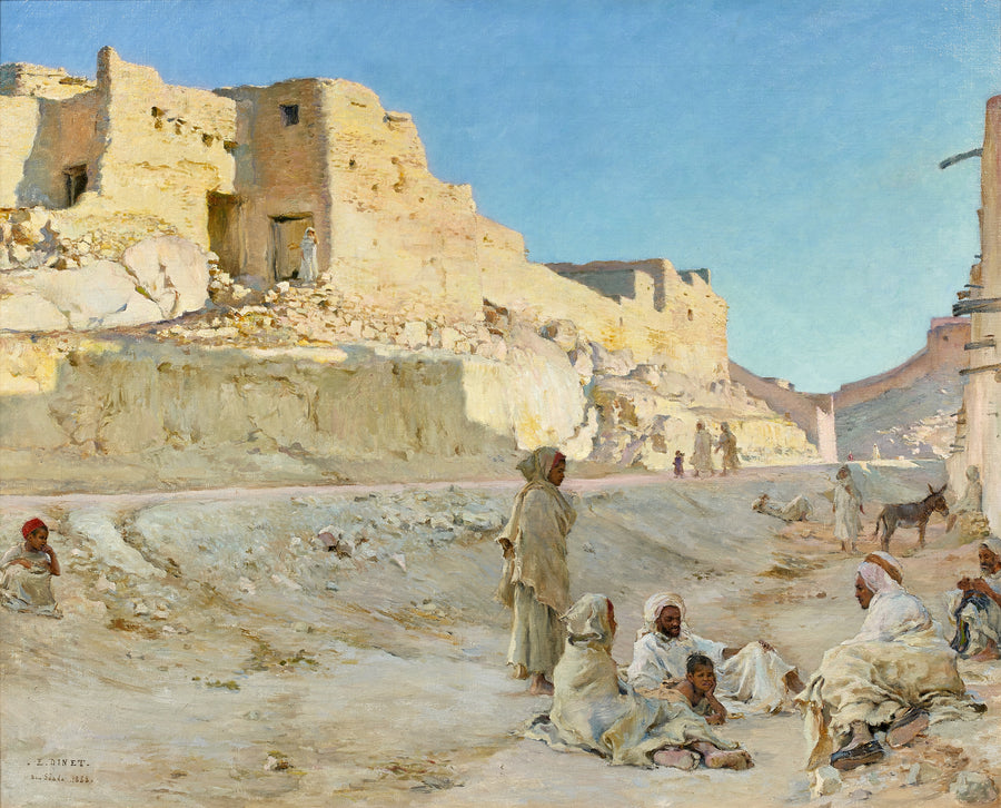 Étienne Dinet — Repos à l'ombre, Bou Saâda | Art Print shown to scale on a wall above a sofa
