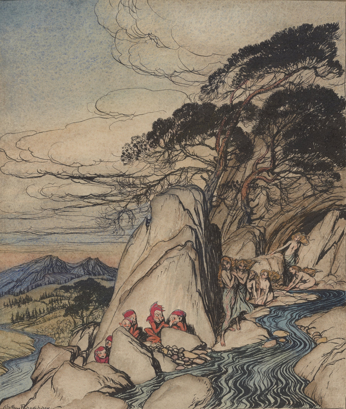 Arthur Rackham — Rip Van Winkle: These Fairy Mountains | Fairy Tale Illustration Print