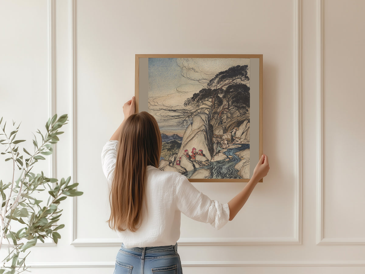 Arthur Rackham — Rip Van Winkle: These Fairy Mountains | Fairy Tale Illustration Print