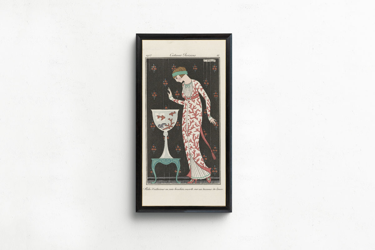 George Barbier — Robe d'intérieur en soie brochée [Brocaded silk house gown] | Art Deco Fashion Print