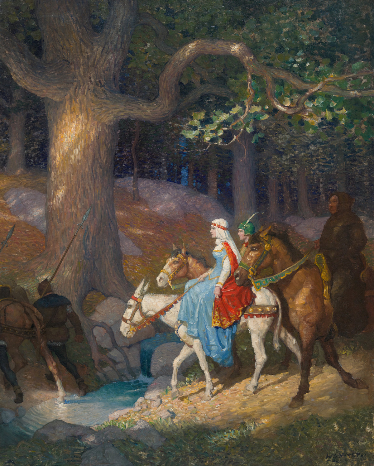 N. C. Wyeth — Robin and His Mother Go to Nottingham Fair | Illustration Art Print