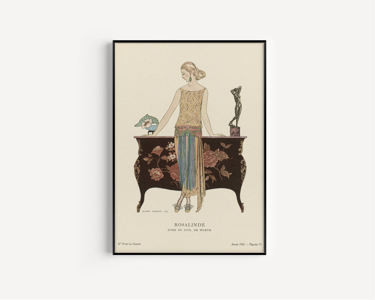 George Barbier — Rosalinde, robe du soir de Worth | Art Deco Fashion Print