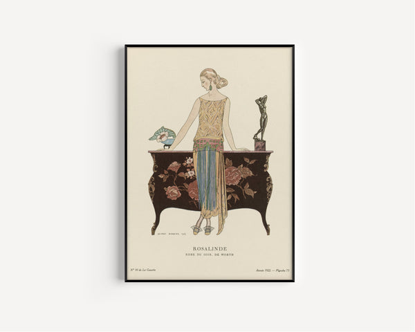 George Barbier — Rosalinde, robe du soir de Worth | Art Deco Fashion Print
