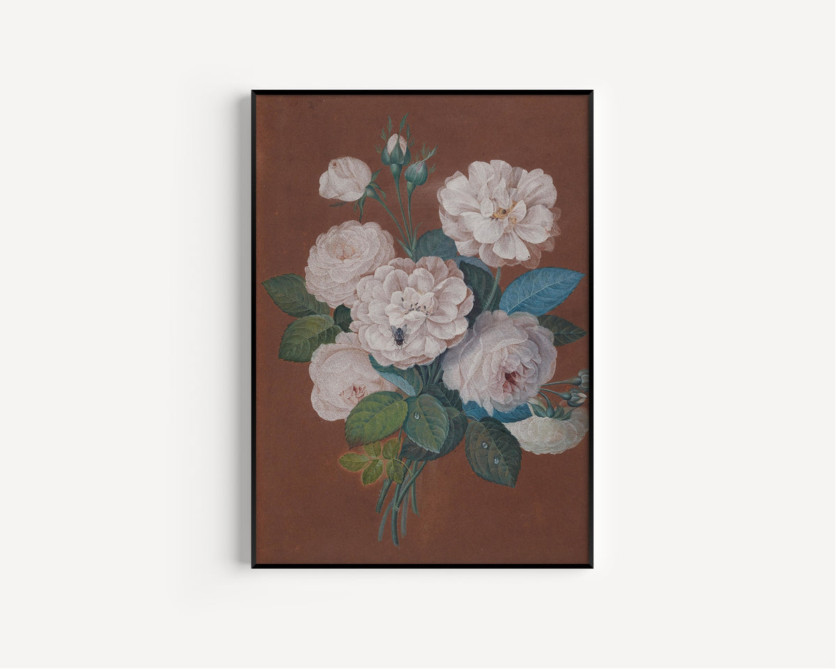 Pierre-Joseph Redouté — Rose Bouquet with Insects | Botanical Illustration Print