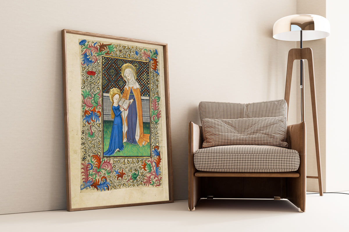 Master of Sir John Fastolf — Saint Anne Teaching the Virgin to Read | Illuminated Manuscript Print