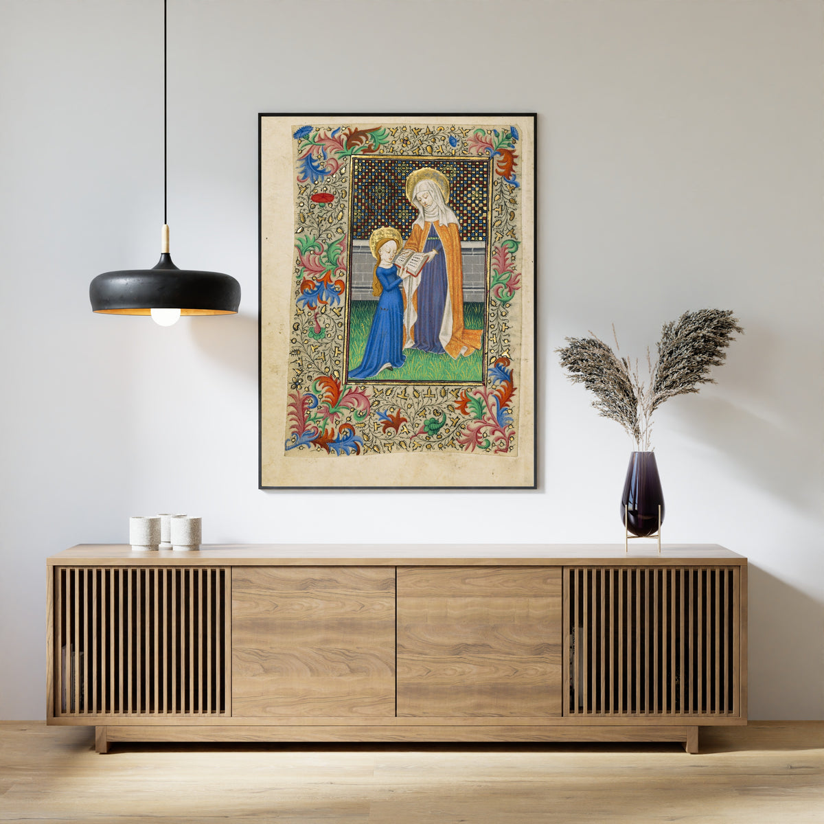 Master of Sir John Fastolf — Saint Anne Teaching the Virgin to Read | Illuminated Manuscript Print