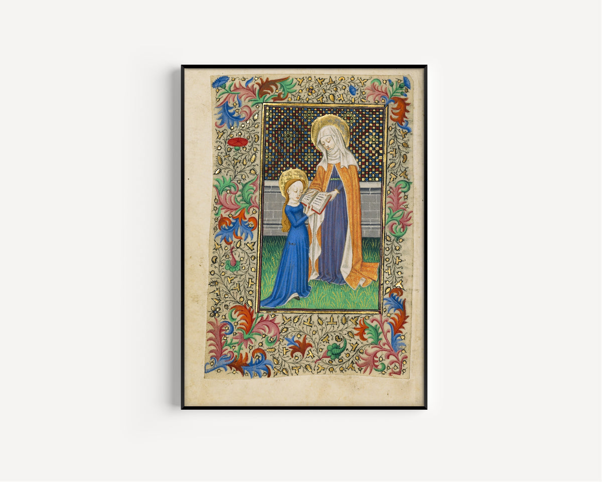 Master of Sir John Fastolf — Saint Anne Teaching the Virgin to Read | Illuminated Manuscript Print