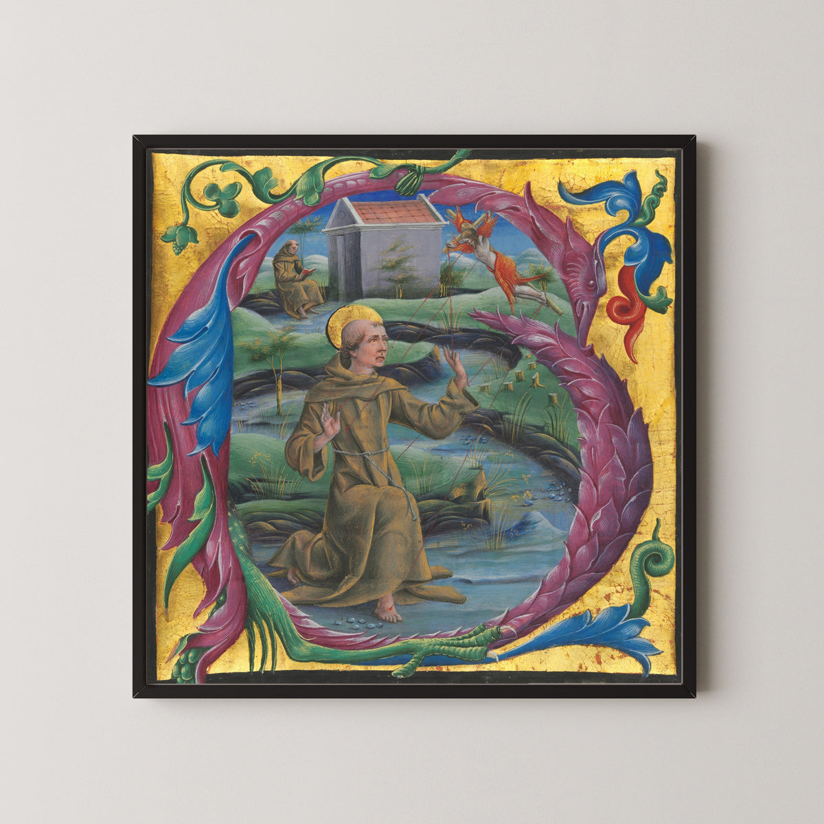 Cosmè Tura — Saint Francis Receiving the Stigmata | Illuminated Initial Print