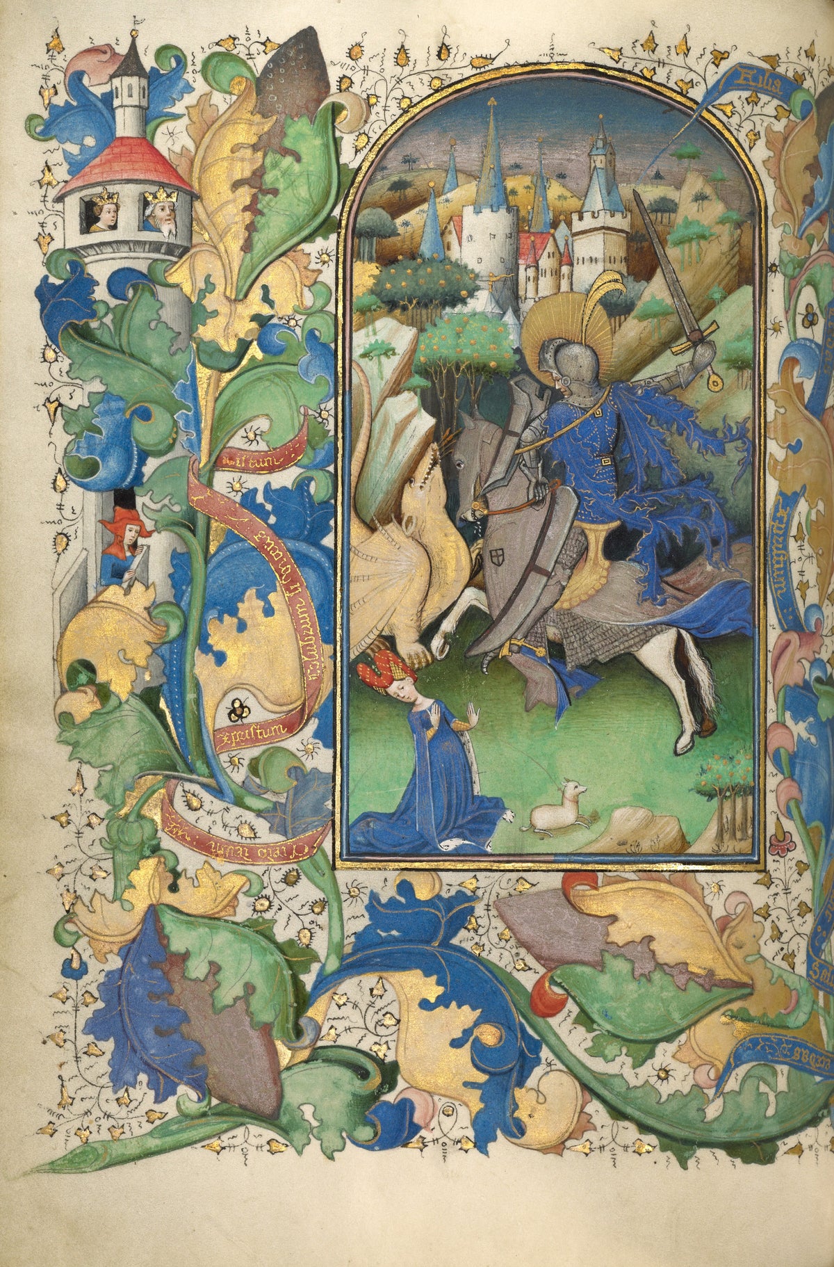 Master of Guillebert de Mets — Saint George and the Dragon | Illuminated Manuscript Print