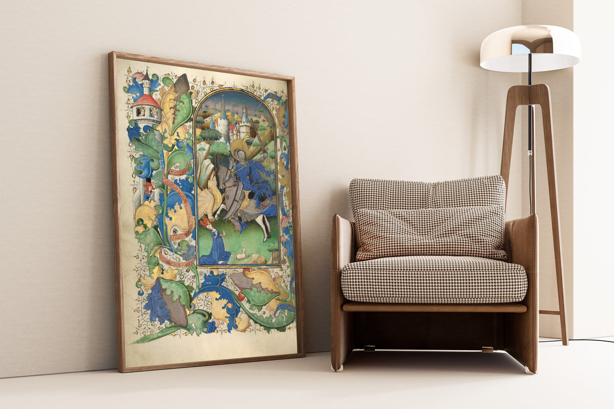 Master of Guillebert de Mets — Saint George and the Dragon | Illuminated Manuscript Print