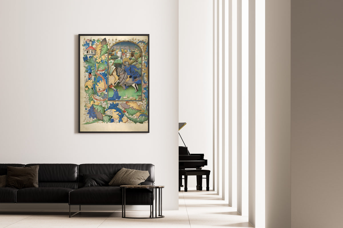 Master of Guillebert de Mets — Saint George and the Dragon | Illuminated Manuscript Print