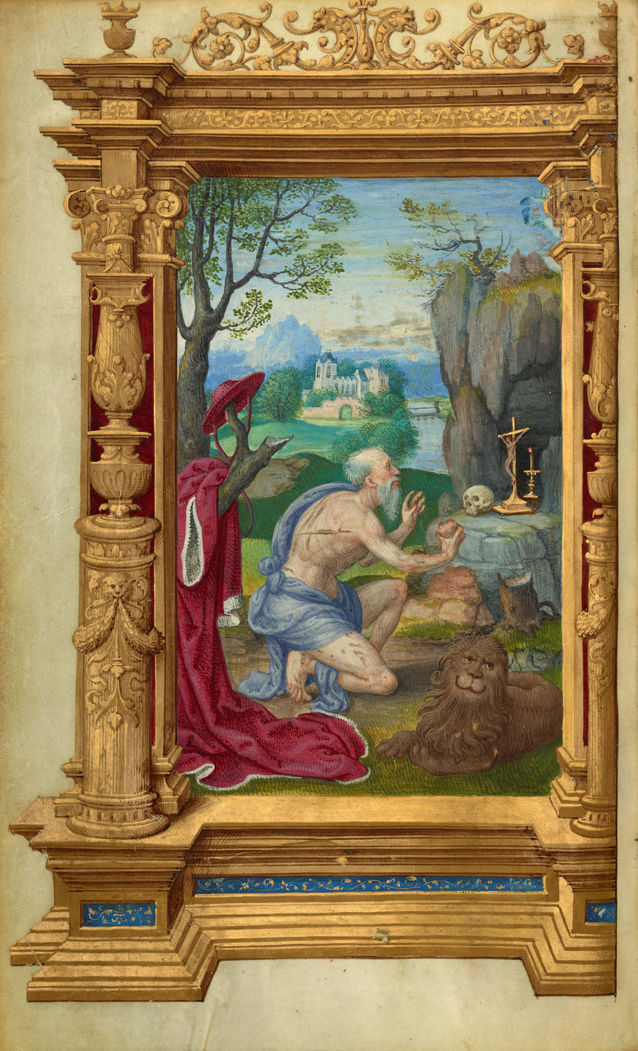 Master of the Getty Epistles — Saint Jerome | Illuminated Manuscript Print shown to scale on a wall above a sofa
