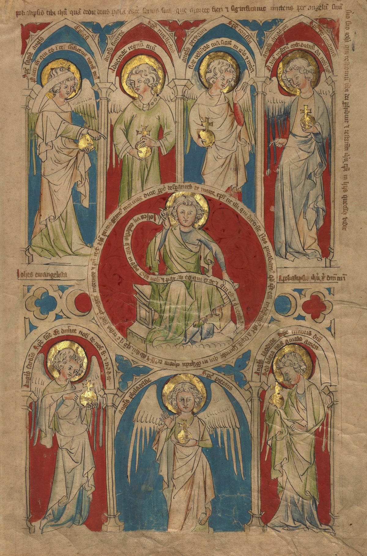 Saint John the Evangelist surrounded by Seven Angels | Illuminated Manuscript Print