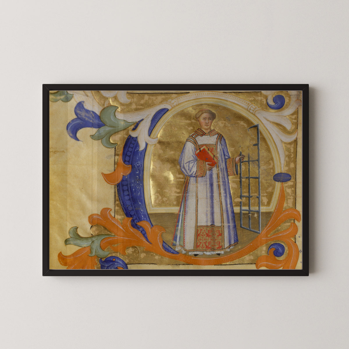 Don Simone Camaldolese — Saint Lawrence in an Initial C | Illuminated Initial Print
