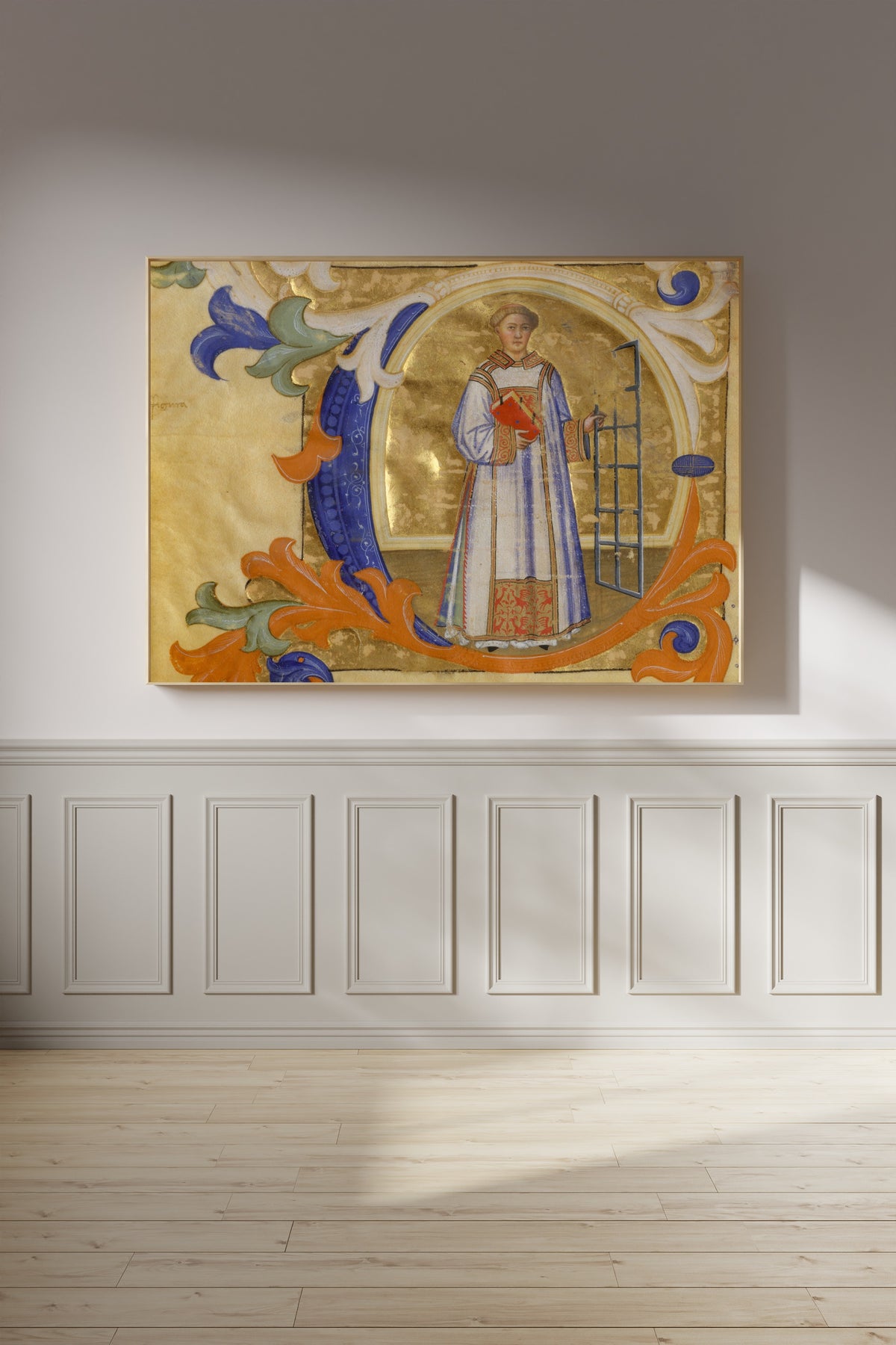 Don Simone Camaldolese — Saint Lawrence in an Initial C | Illuminated Initial Print