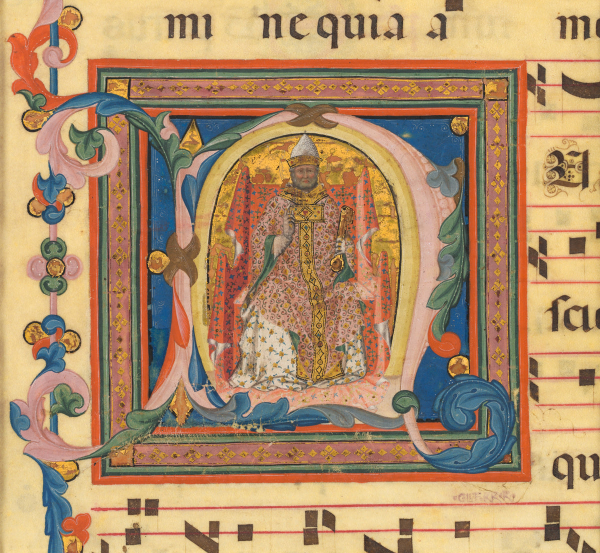 Lippo Vanni — Saint Peter Enthroned | Illuminated Initial Print
