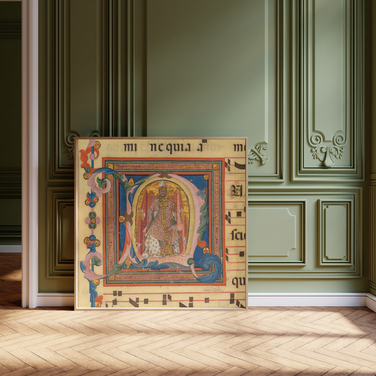 Lippo Vanni — Saint Peter Enthroned | Illuminated Initial Print