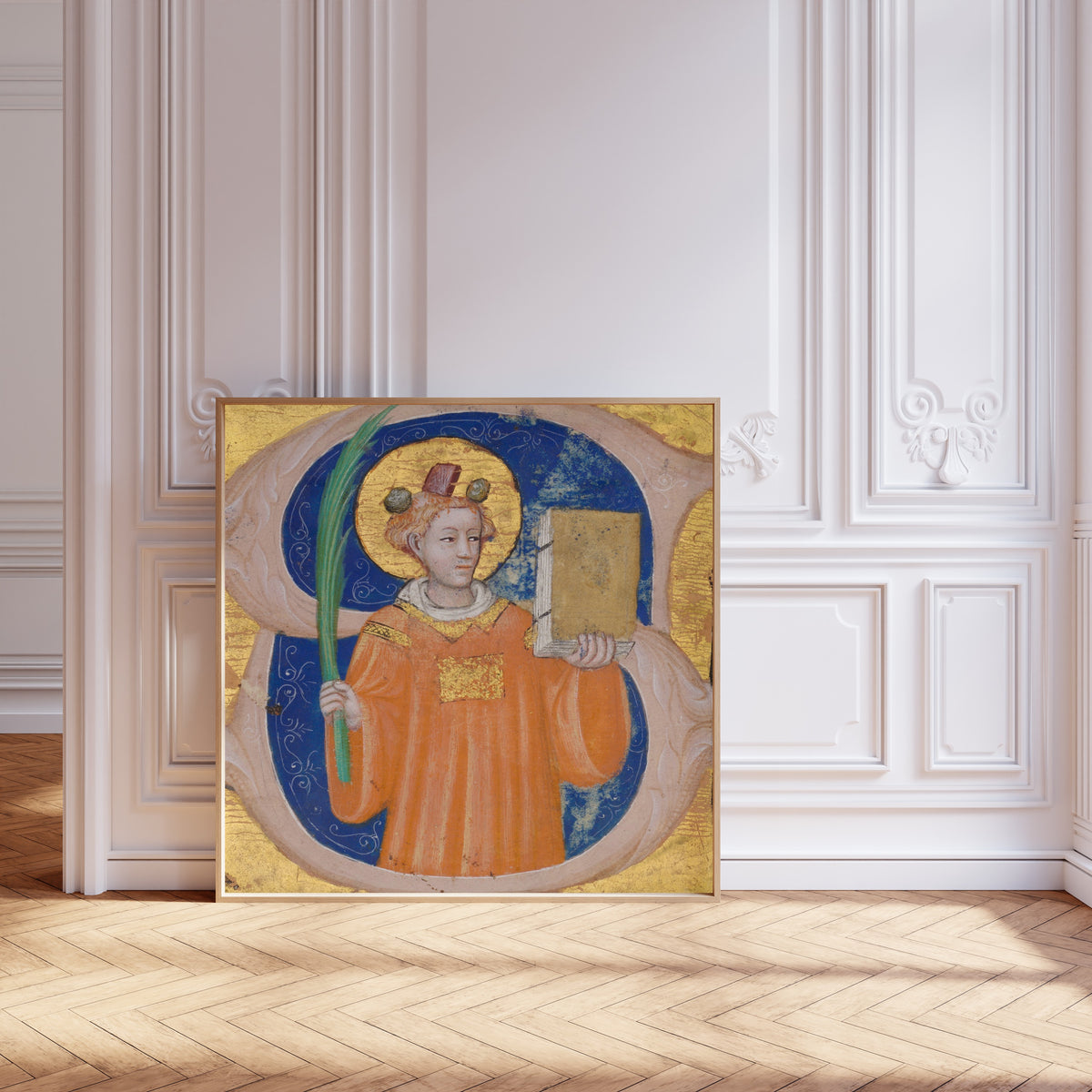 Master of the Brussels Initials — Saint Stephen in an Initial S | Illuminated Initial Print