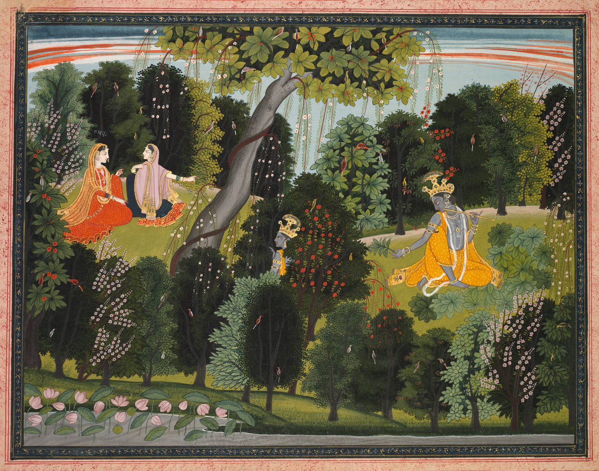 Purkhu — Sakhi Persuades Radha to Meet Krishna, from a Gita Govinda | Indian Miniature Painting Print
