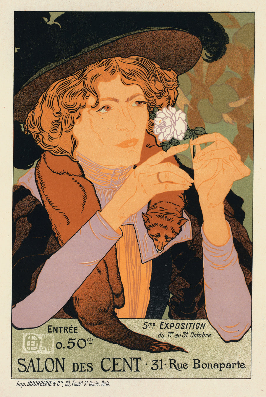 Georges de Feure — Salon des Cent: 5e Exposition d'Art | Vintage Poster Print shown to scale on a wall above a sofa