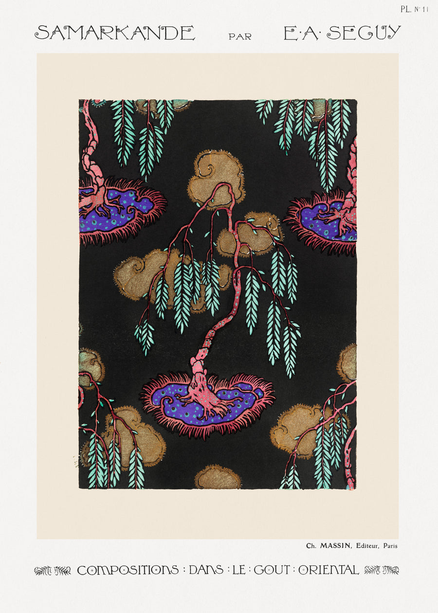 E. A. Séguy — Samarkande, Plate 11 | Art Deco Print shown to scale on a wall above a sofa