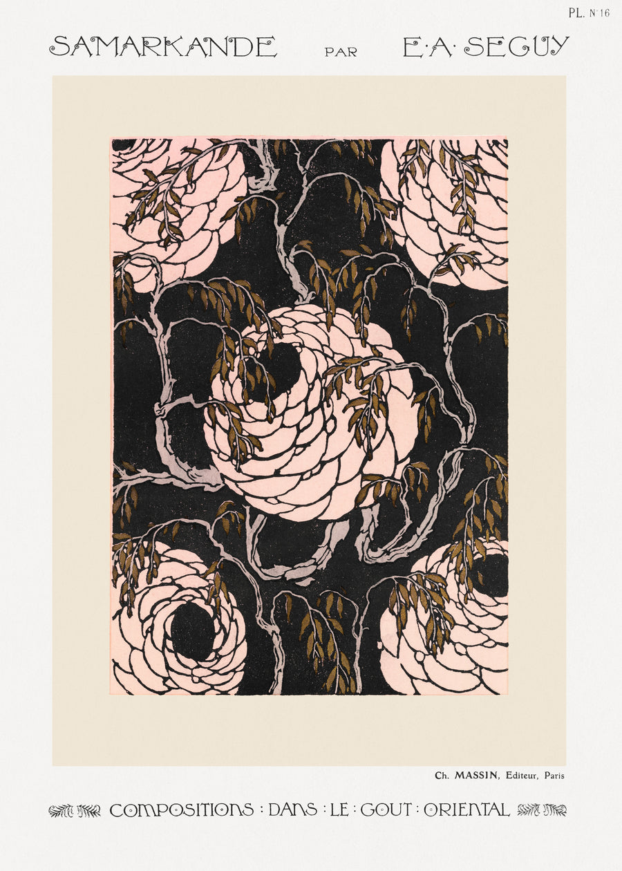 E. A. Séguy — Samarkande, Plate 16 | Pattern Design Print shown to scale on a wall above a sofa