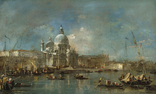 Santa Maria della Salute by Francesco Guardi — White domes above a busy harbour of gondolas and sails