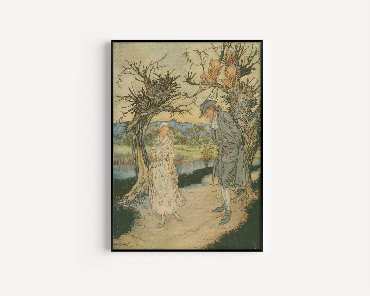 Arthur Rackham — Sauntering Along in the Twilight | Fairy Tale Illustration Print